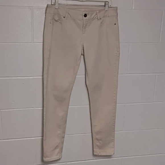 Skinny Super Soft Brushed Stretch Jeans Cream Large Regular - Picture 1 of 11